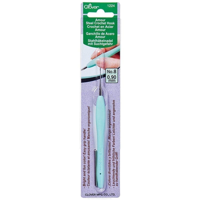 Clover Amour Steel Crochet Hook - Size 8/0.90mm, (C1224) - Handy Hands